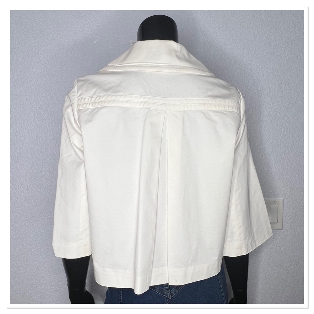 Trina Turk Cream Cropped Button-Front Blazer Jacket - Picture 4 of 7